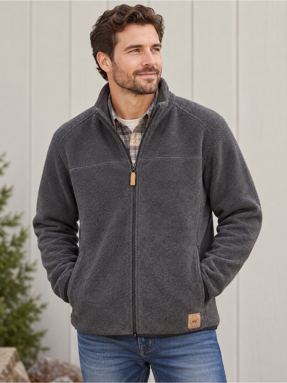 Field & Stream Men’s XL Charcoal Sweater Fleece Full Zip Jacket Outdoors Cabin